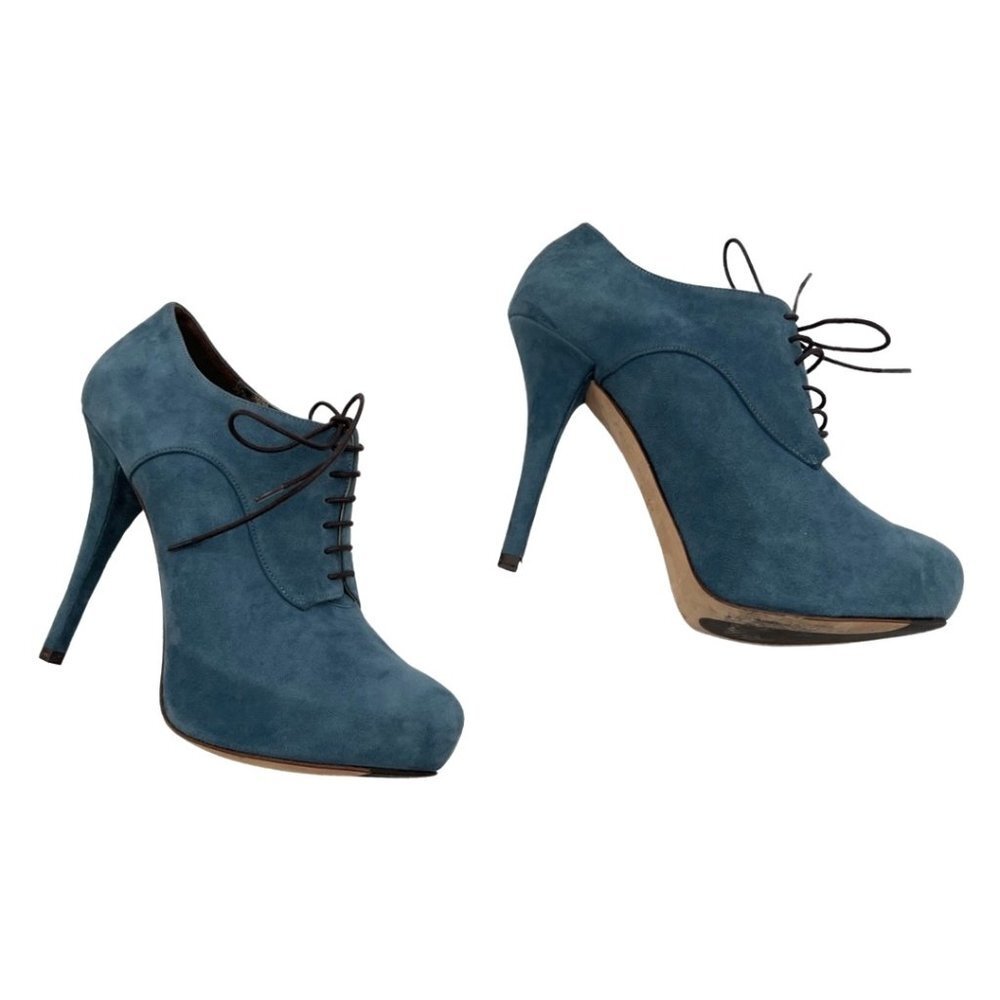 Dolce & Gabbana blue suede oxford lace up booties size 38